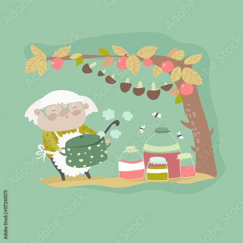 Grandma cooking jam