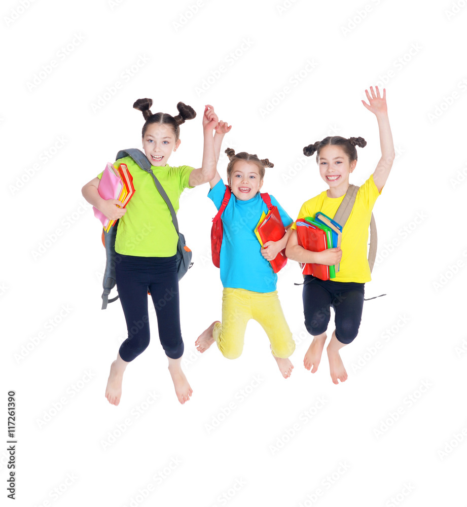Fototapeta premium cute little girls with book 