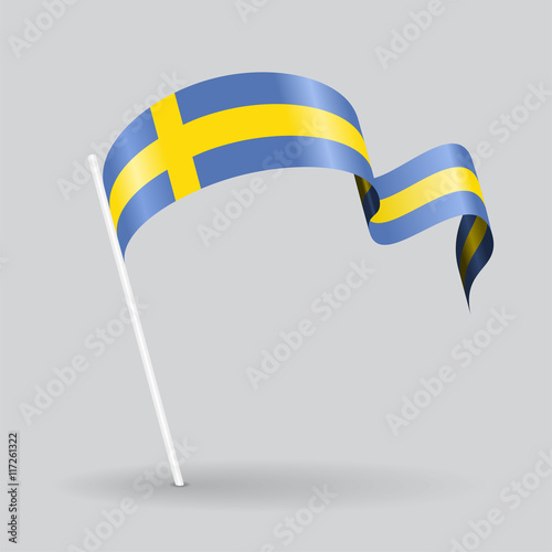 Swedish wavy flag. Vector illustration.