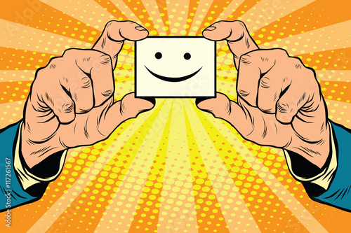 joy Smiley face in hands