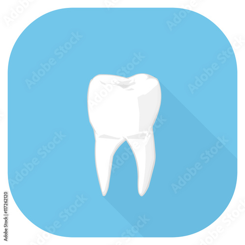 A vector illustration of a Healthy Tooth Flat Icon.
White Tooth internet Icon - Dental Hygiene Concept.