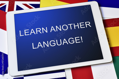 text learn another language in a tablet computer