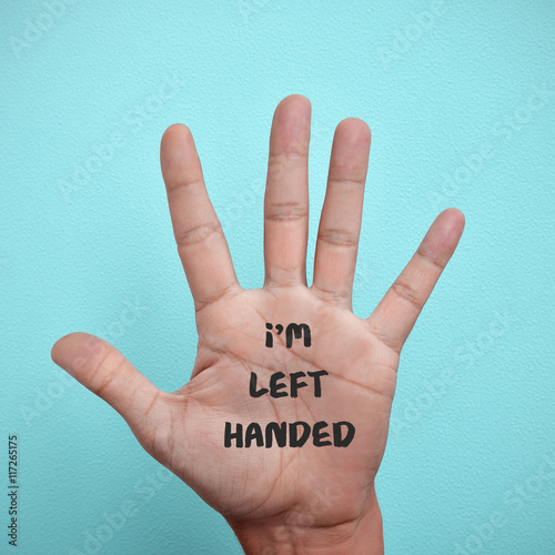 text I am left-handed in the palm of the hand