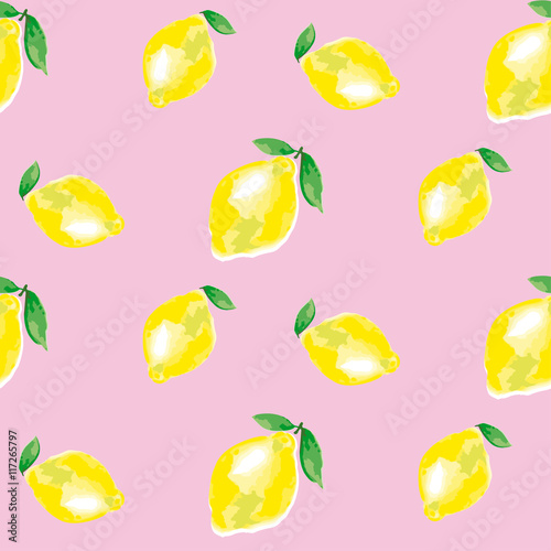 watercolour lemon element. concept vivid fashion backdrop on ros