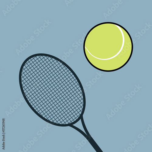 Tennis racket and ball. Isolated on white background. Vector illustration, eps 8. © maryna_stamatova