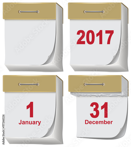 Set of tear off calendar 2017