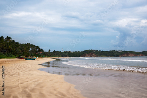 Butiful empty beach in Weligama bay  Sri Lanka