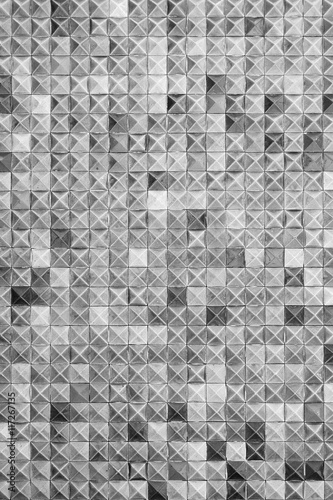 Balck and white mosaic tiles background texture