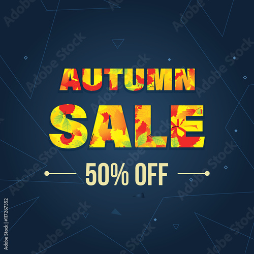 Autumn Super Sale banner with  leaves.