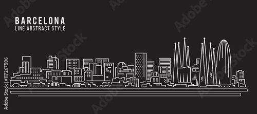 Cityscape Building Line art Vector Illustration design - Barcelona city