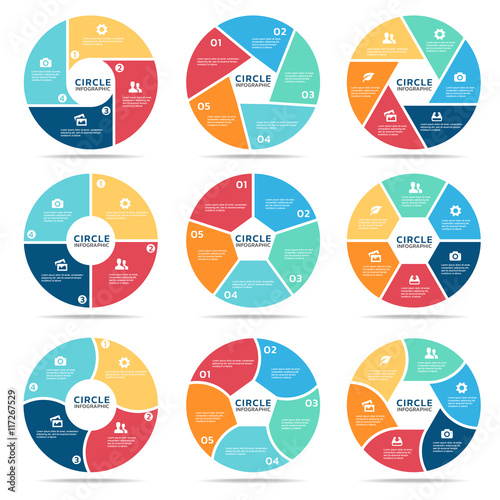 Circle infographic (part four, part Five and part six) vector set design