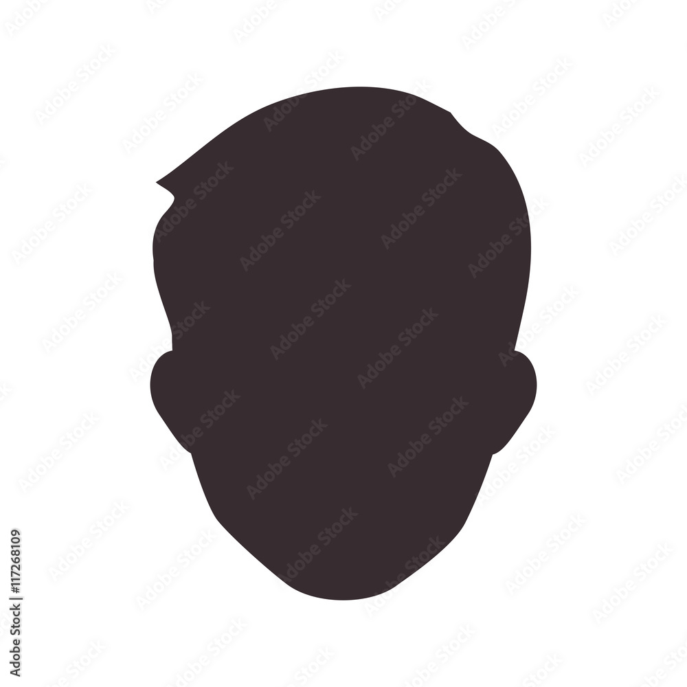 Avatar male concept represented by man head silhouette icon. Isolated and flat illustration