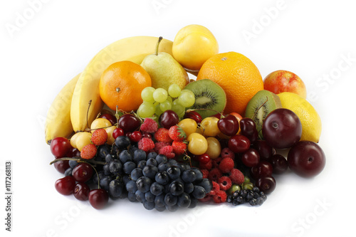 fruits and berries isolated on white background