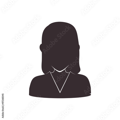 Avatar female concept represented by woman head and torso silhouette icon. Isolated and flat illustration