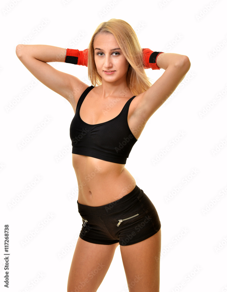 belle femme avec des gants de boxe rouge belle femme avec des gants de boxe rouge