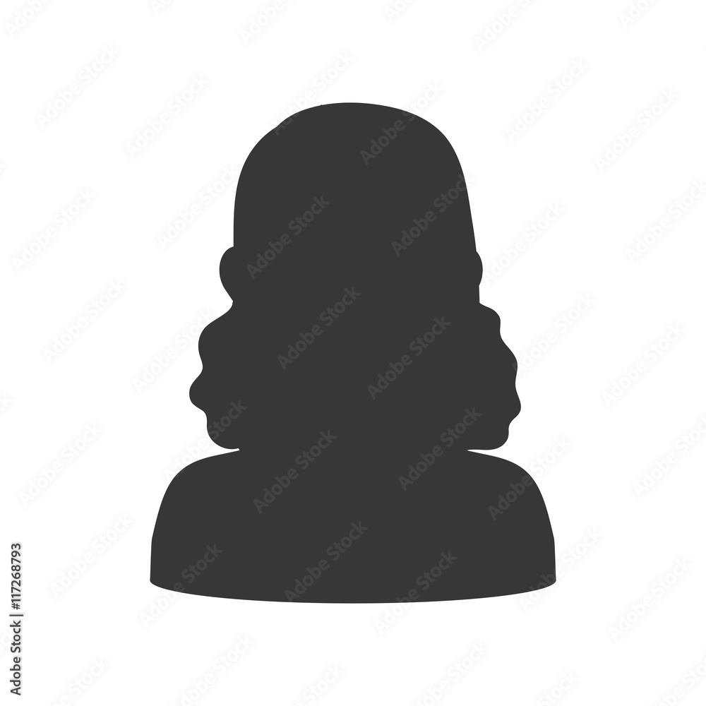 Avatar female concept represented by woman head and torso silhouette icon. Isolated and flat illustration