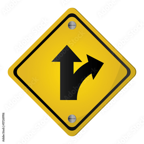 flat design bifurcation traffic sign icon vector illustration