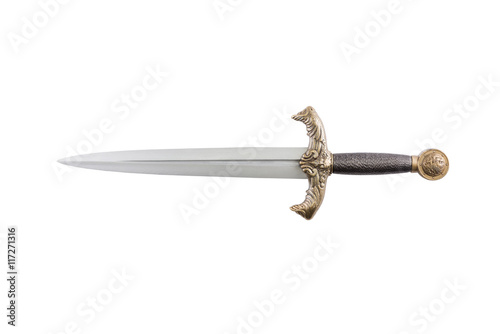 Photographie Roman military dagger on white background