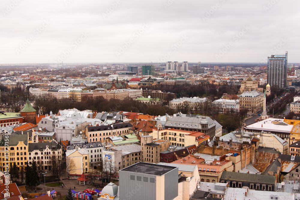 The panoramic view of Riga, Latvia from St. Peter's Church