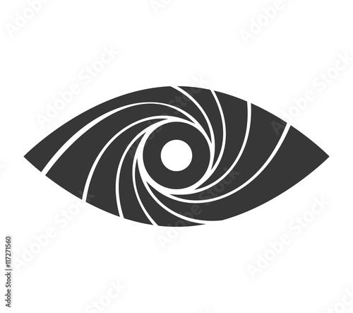 Camera concept represented by shutter and eye icon. Isolated and flat illustration