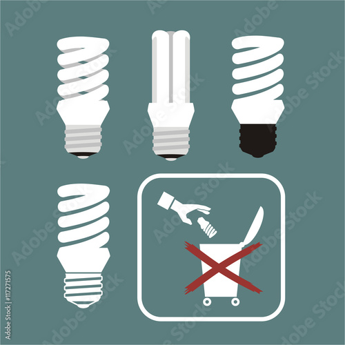 Vector set fluorescent lamps. Icon lamp. Collection electrical lamps