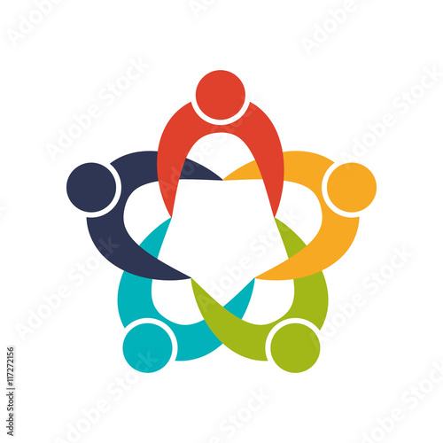 Abstract people and support concept represented by teamwork icon. Isolated and flat illustration