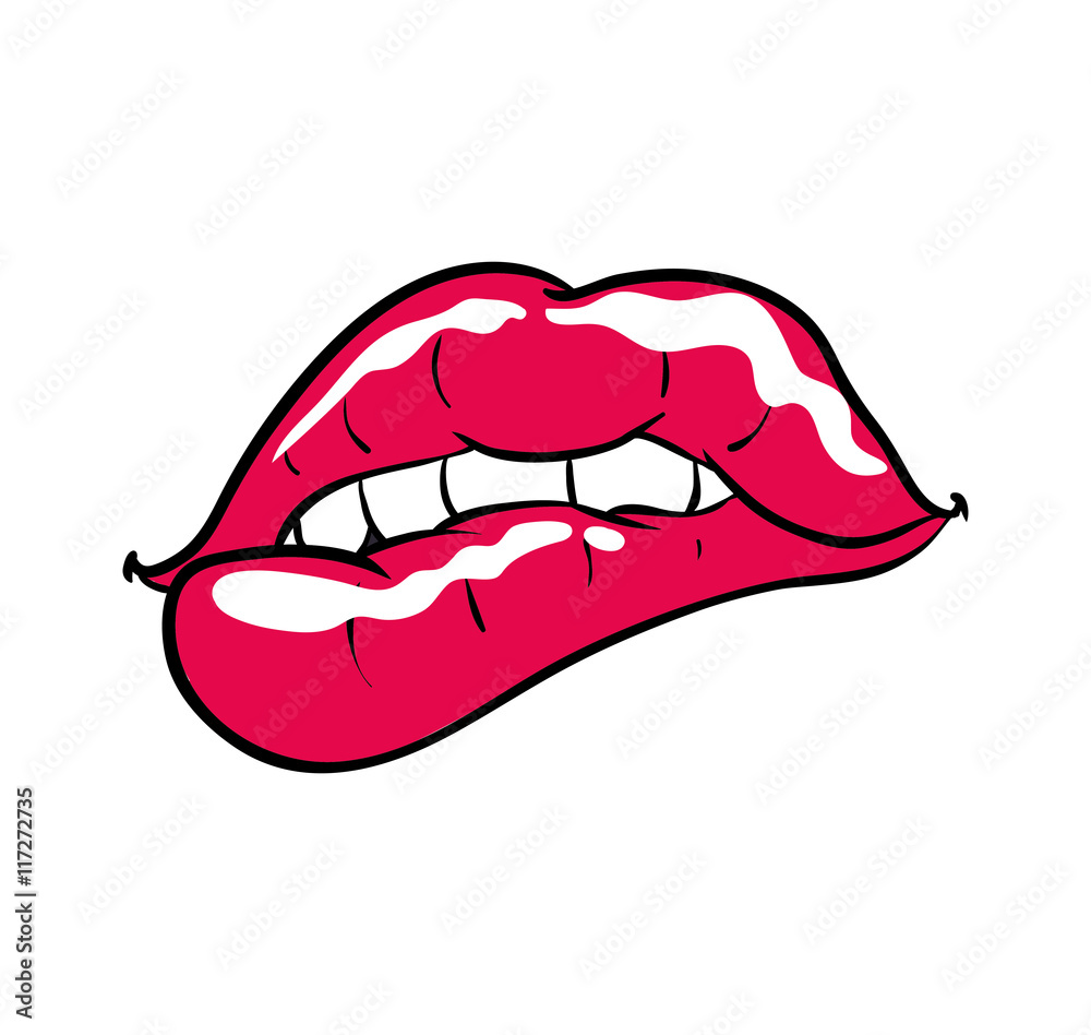 Pop art concept represented by female mouth icon. Isolated and flat illustration Pop art concept represented by female mouth icon. Isolated and flat illustration