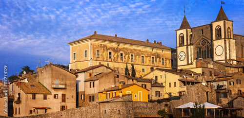 San Martino al Cimino - medieval town in Viterbo province, Italy, susnet view with abbey photo