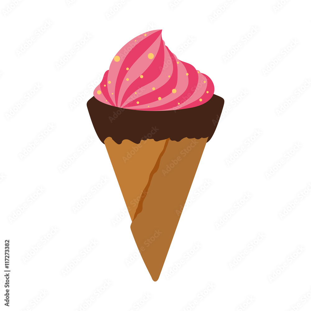 Dessert and sweet concept represented by cone of ice cream icon. Isolated and flat illustration Dessert and sweet concept represented by cone of ice cream icon. Isolated and flat illustration