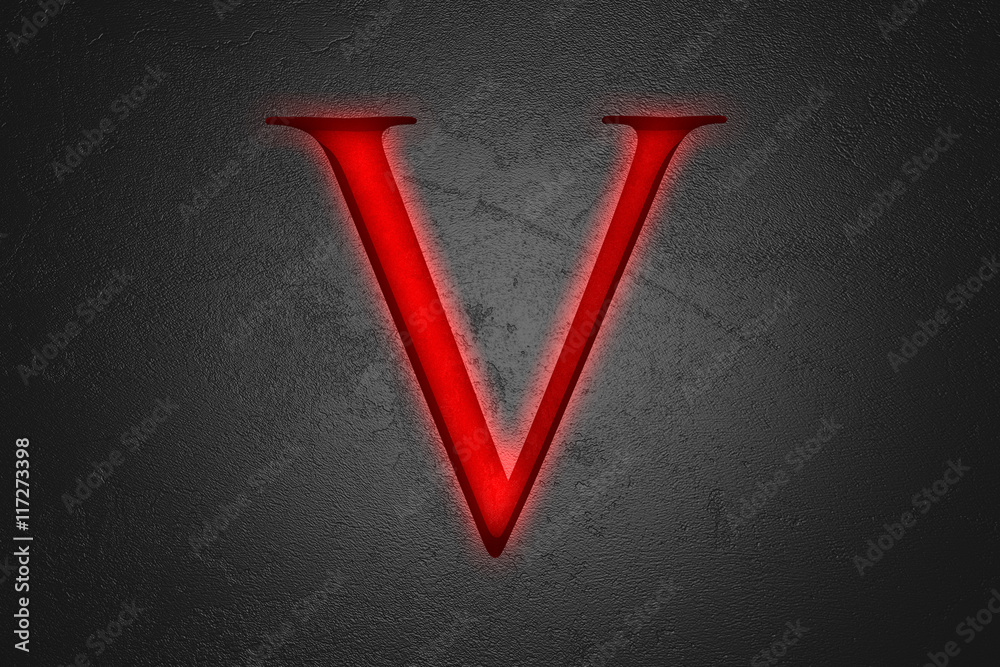 Engraved letter V on stone background, 3d illustration Engraved letter V on stone background, 3d illustration