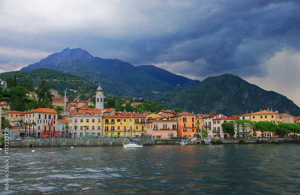 Stormy clouds over Lake Como in Italy, Europe