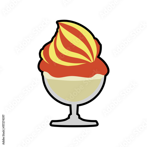 Dessert and sweet concept represented by cup of ice cream icon. Isolated and flat illustration