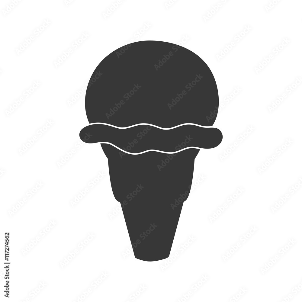 Dessert and sweet concept represented by cone of ice cream silhouette icon. Isolated and flat illustration Dessert and sweet concept represented by cone of ice cream silhouette icon. Isolated and flat illustration