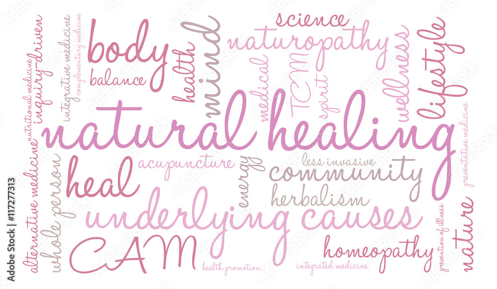 Natural Healing Word Cloud on a white background. 