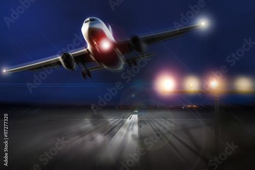 airplane starting in the evening
