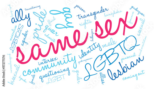 Same Sex Word Cloud on a white background. 