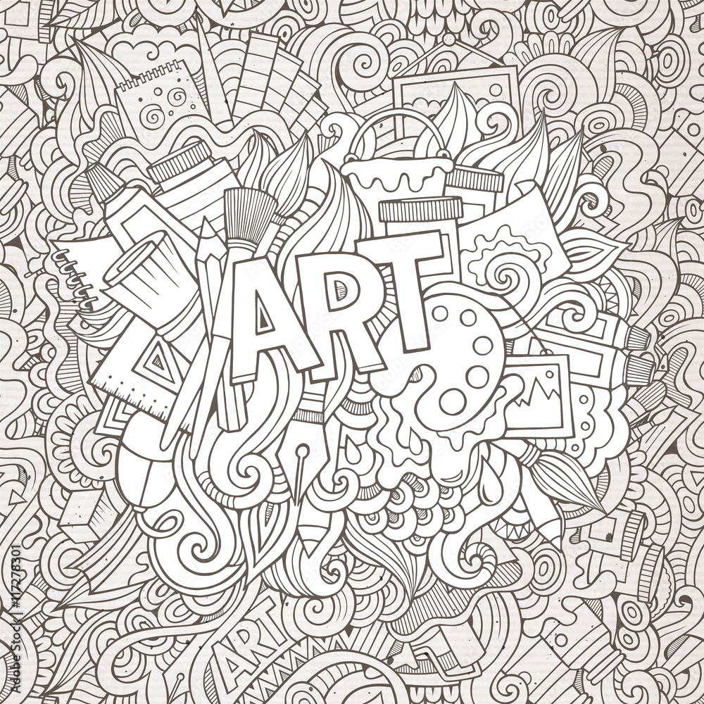 Cartoon cute doodles hand drawn illustration.