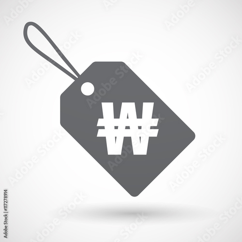 Isolated label with a won currency sign