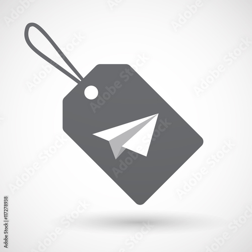 Isolated label with a paper plane