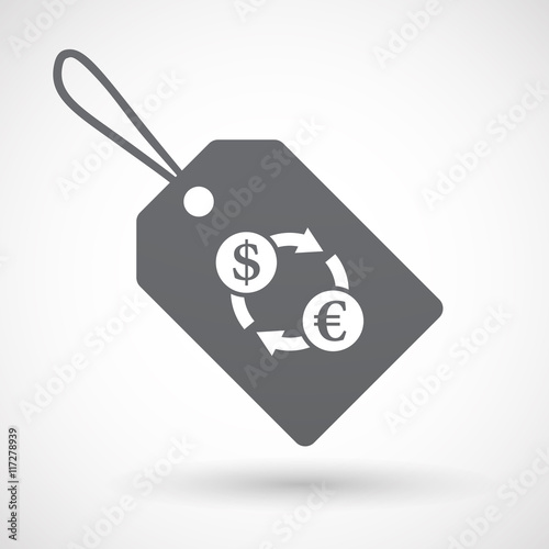 Isolated label with a dollar euro exchange sign