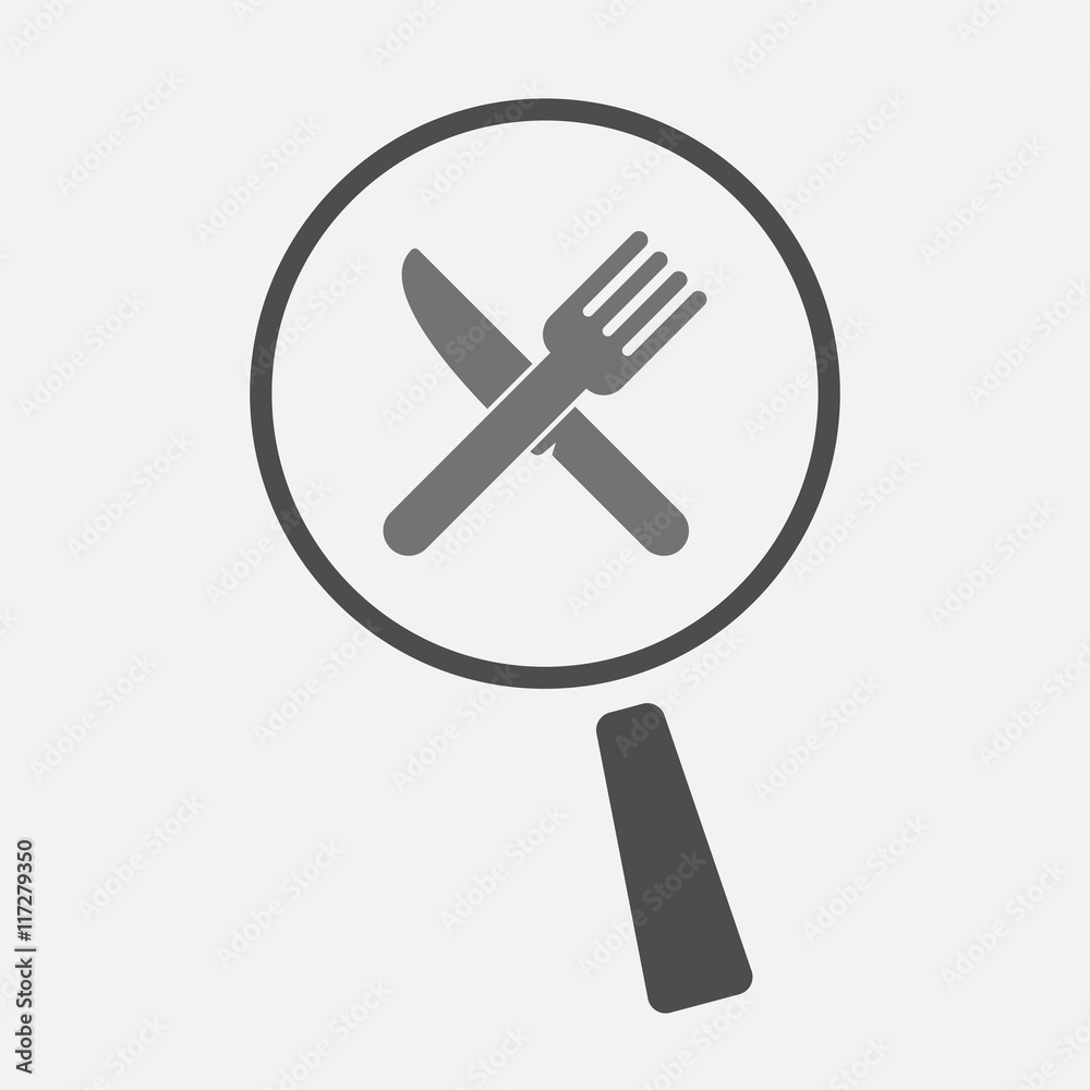 Isolated magnifier icon with a hand offering Isolated magnifier icon with a hand offering