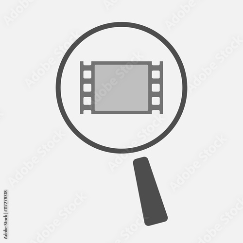 Isolated magnifier icon with a hand offering
