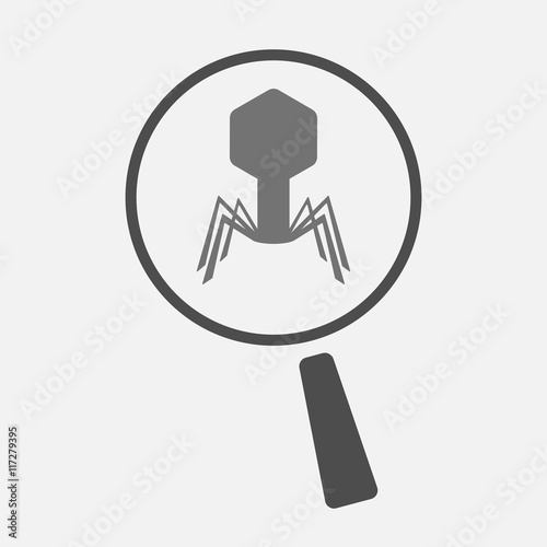 Isolated magnifier icon with a hand offering