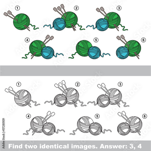 Visual game. Find hidden couple of Yarn