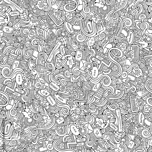 doodles internet social media seamless pattern