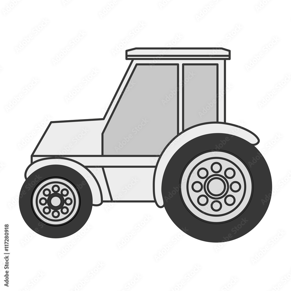 flat design single tractor icon vector illustration
