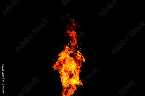 Fire isolated on black background.