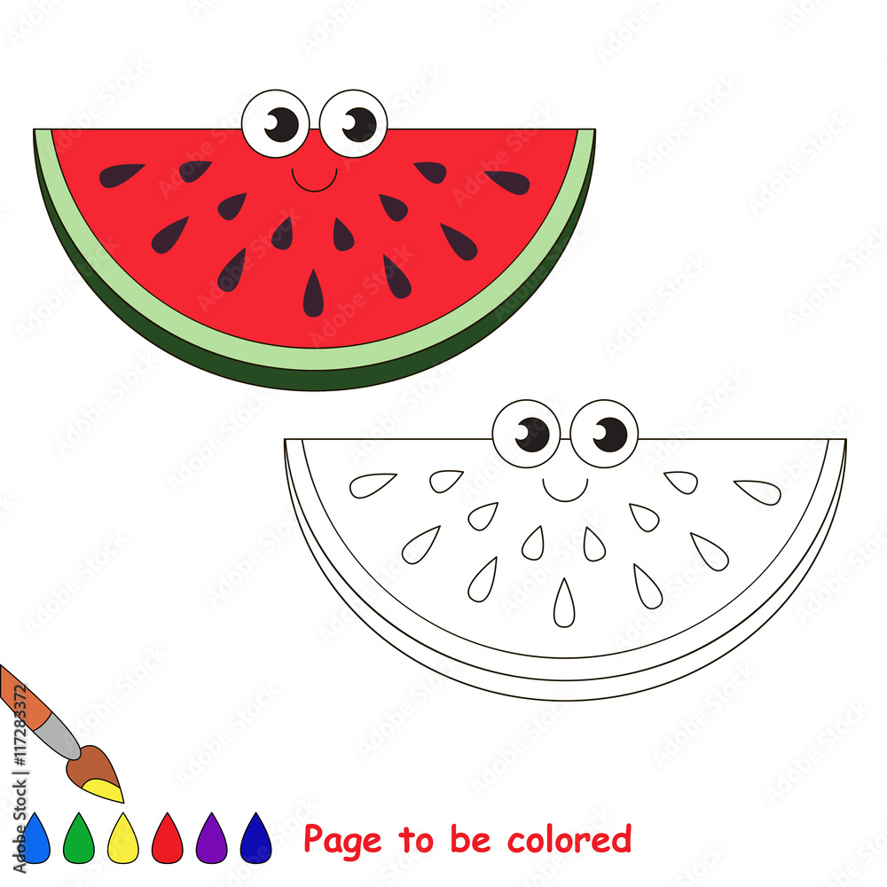 Watermelon slice cartoon. Page to be colored. Watermelon slice cartoon. Page to be colored.