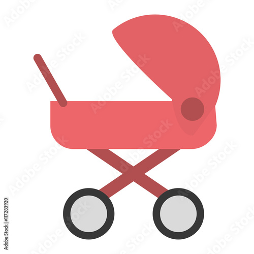flat design baby stroller icon vector illustration