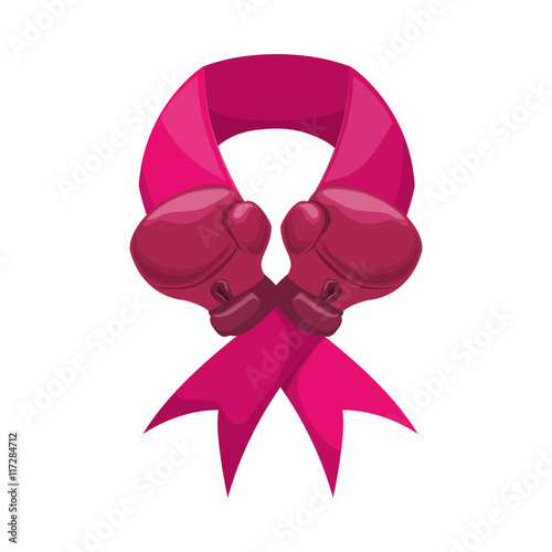 ribbon gloves hope breast cancer pink icon. Isolated and flat illustration. Vector graphic